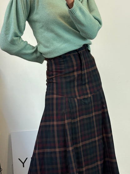 INÉS DOMECQ. Falda midi cuadros