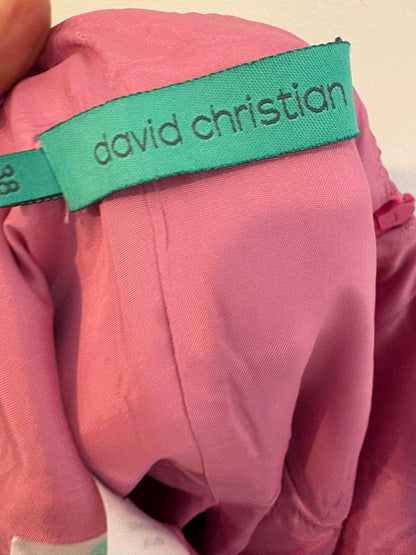 DAVID CHRISTIAN. Vestido midi rosa gasa