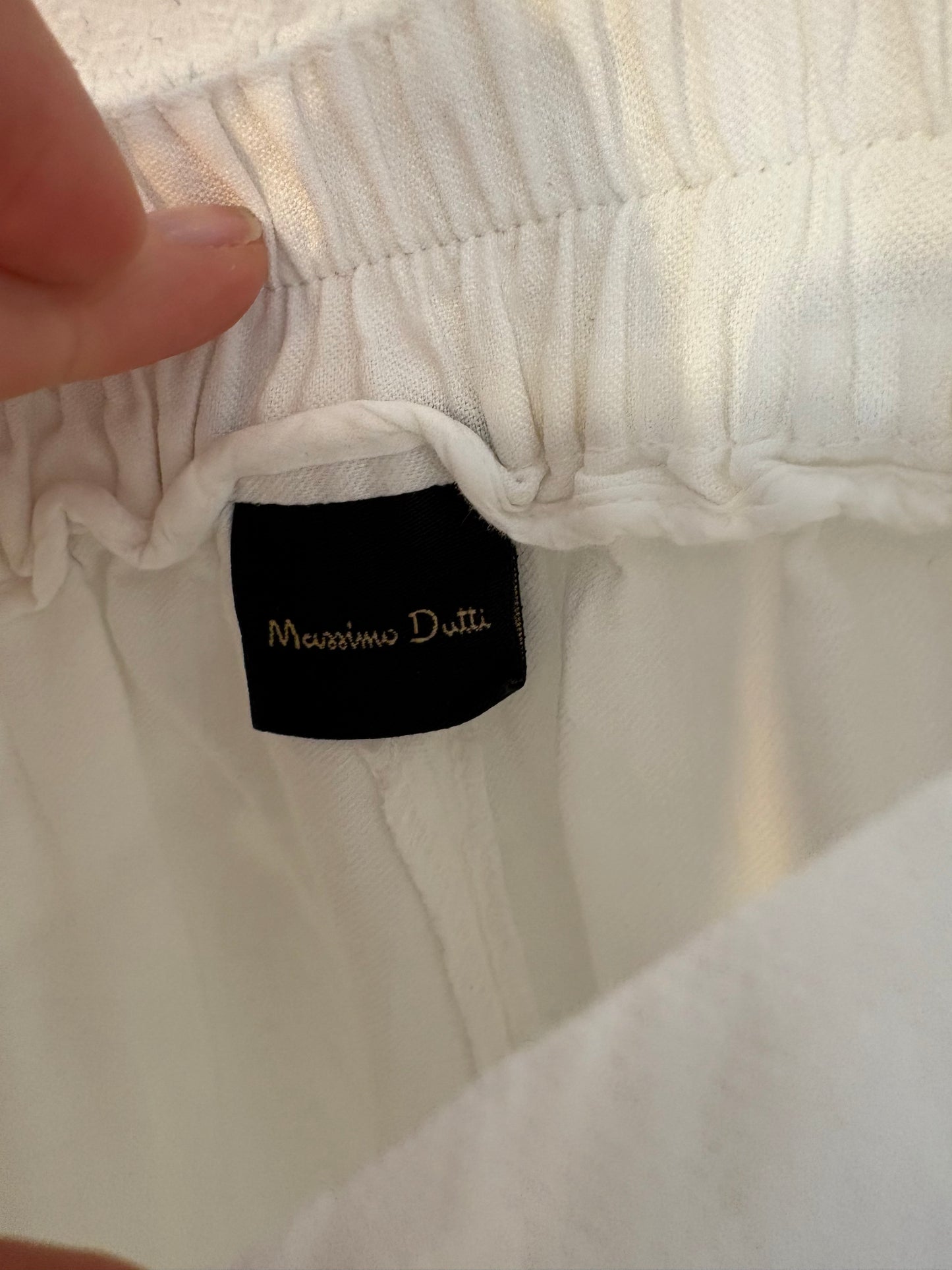 MASSIMO DUTTI. Pantalón lino blanco