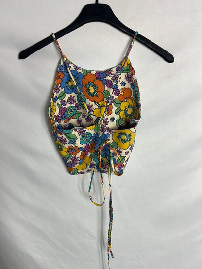 ZARA. Crop top flores. T M