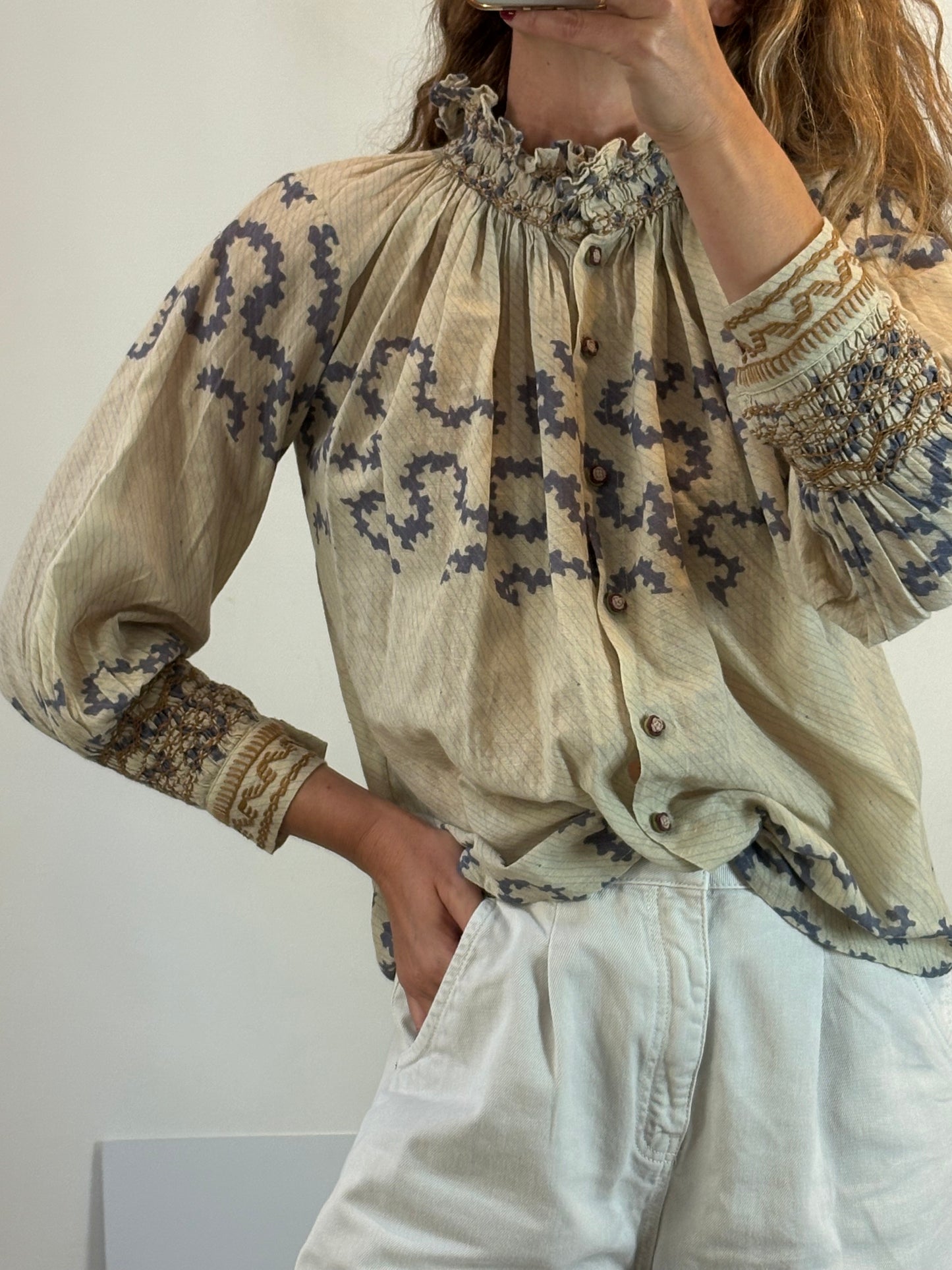CORD. Blusa volumen estampada