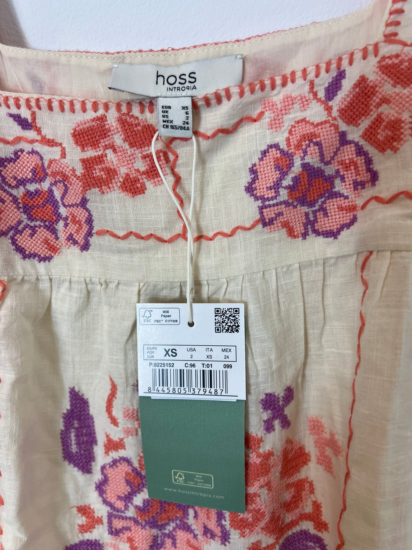 INTROPIA. Beige embroidered midi dress T.xs