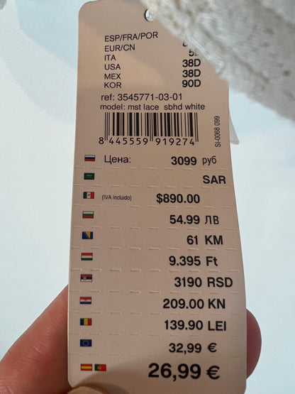 MY´SPECIALS. Sujetador blanco encaje. T 85D