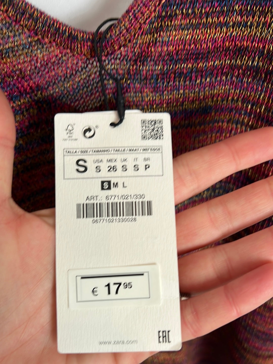 ZARA. Top punto hilos colores T.s