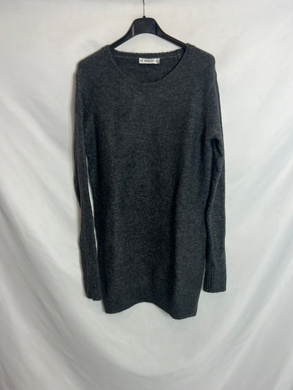 ZARA. Vestido punto gris. T S