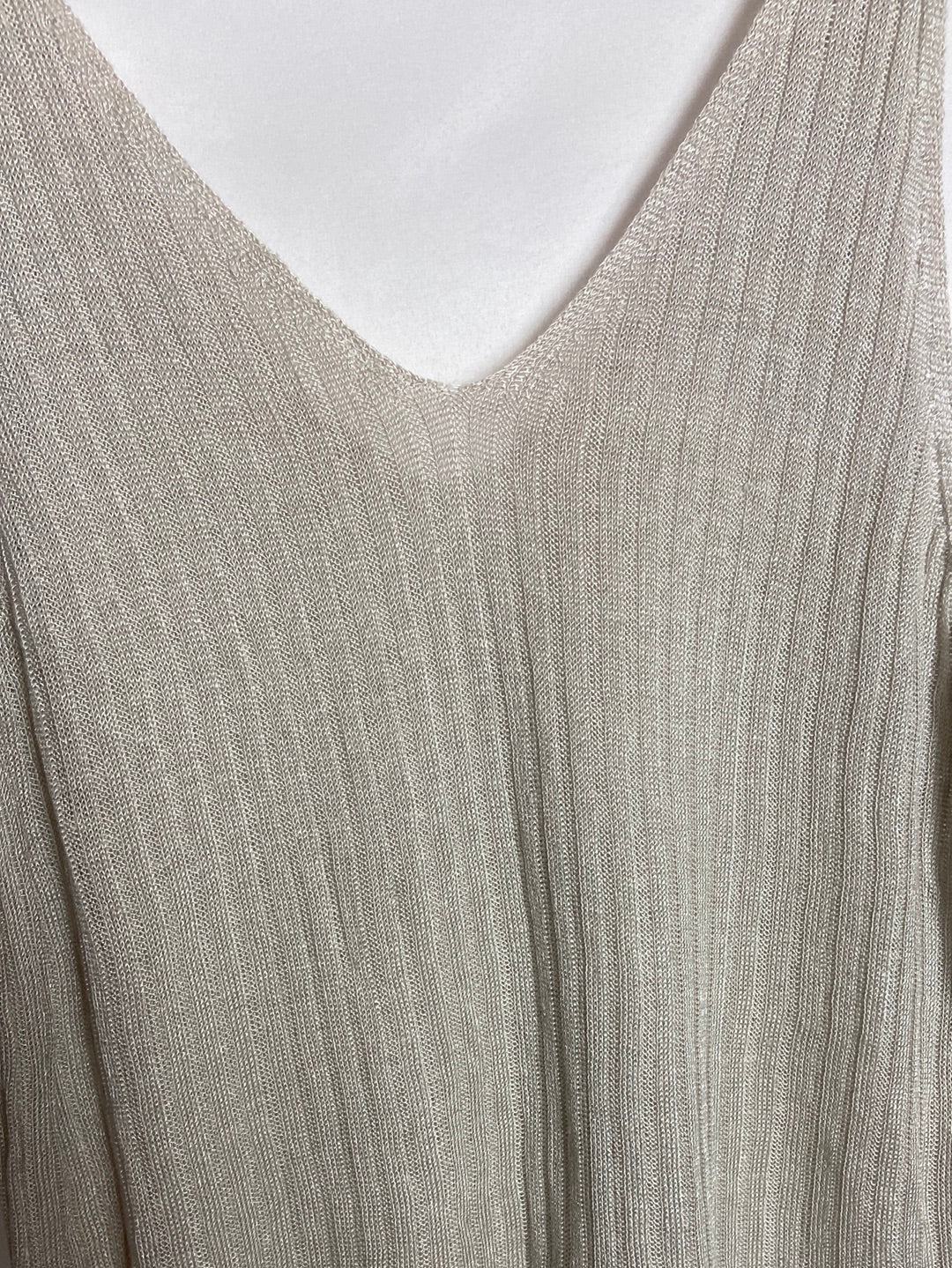 OTRAS. Top color champagne canalé TU (S)