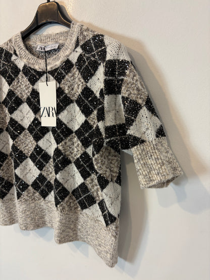 ZARA. Top punto rombos lentejuelas