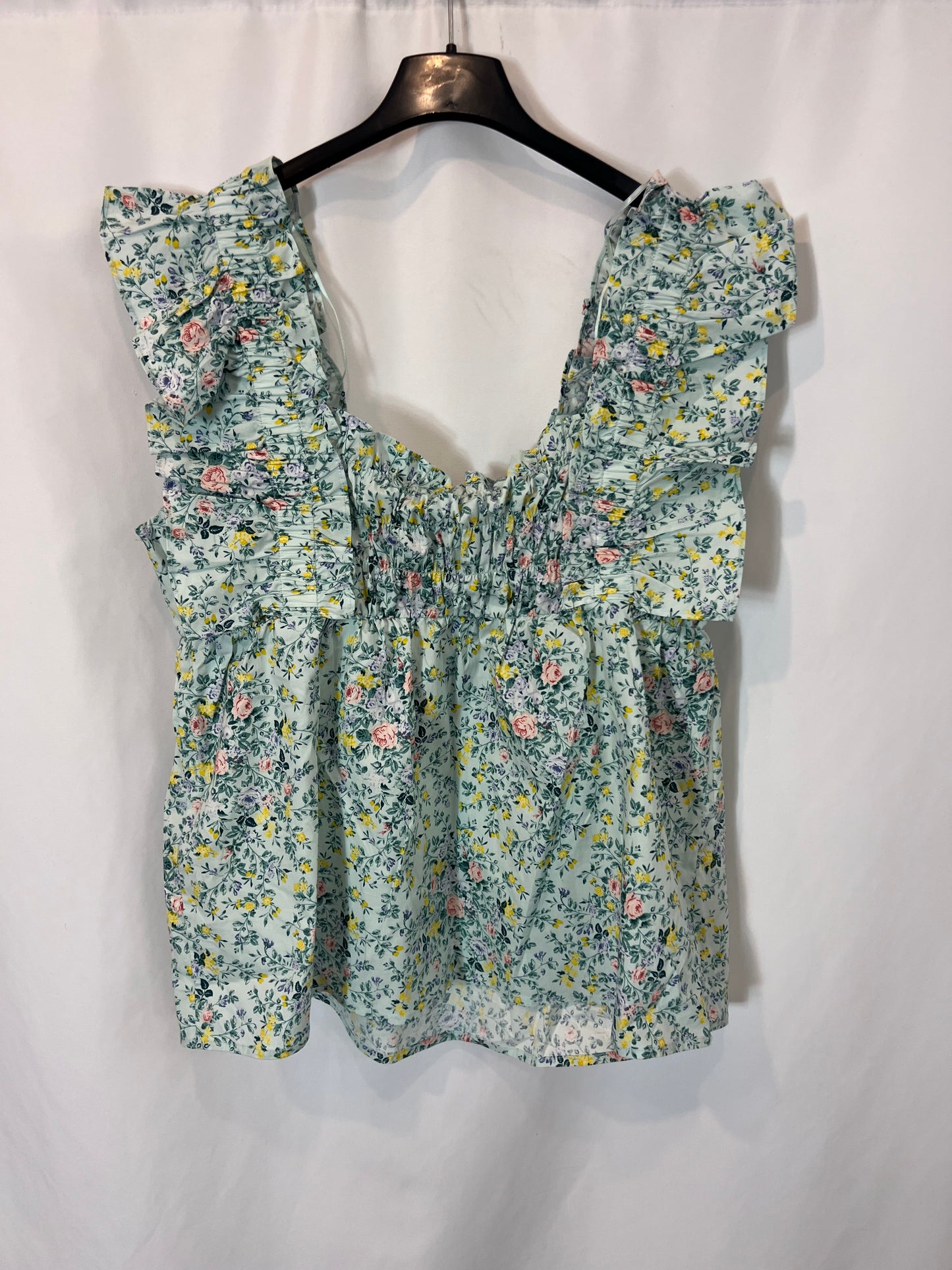 CORTEFIEL. Top azul flores. T s