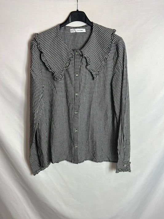 SFERA. Camisa cuadros negros T.m