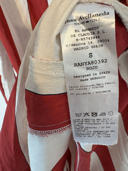 JUAN AVELLANEDA. Vestido largo rayas