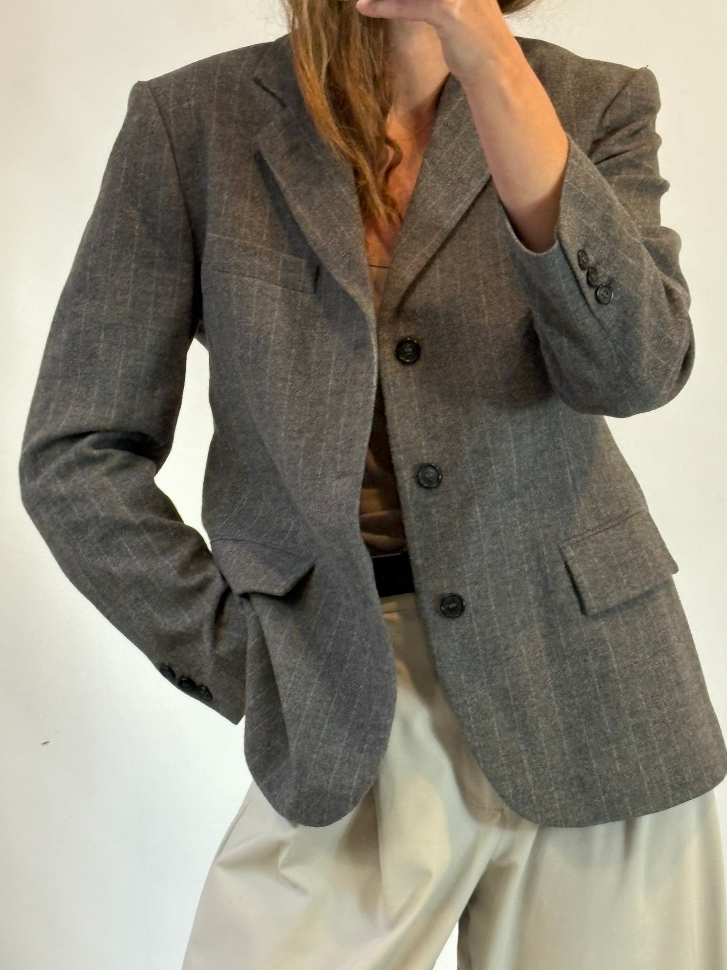 ZARA. Blazer  raya diplomática con lana