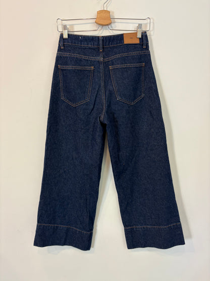 ZARA. Pantalón denim pata ancha. T XS
