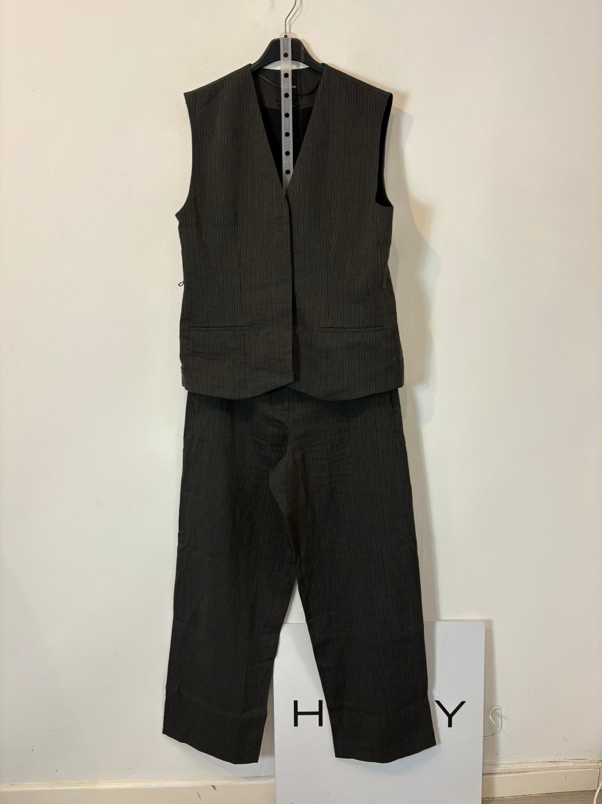 MASSIMO DUTTI. Conjunto gris marengo textura