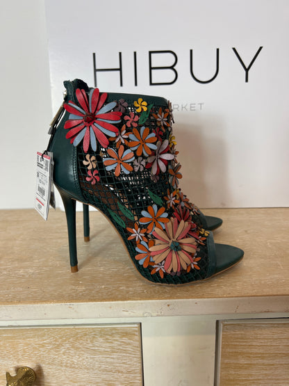 ZARA. Green leather mesh ankle boots, size 36