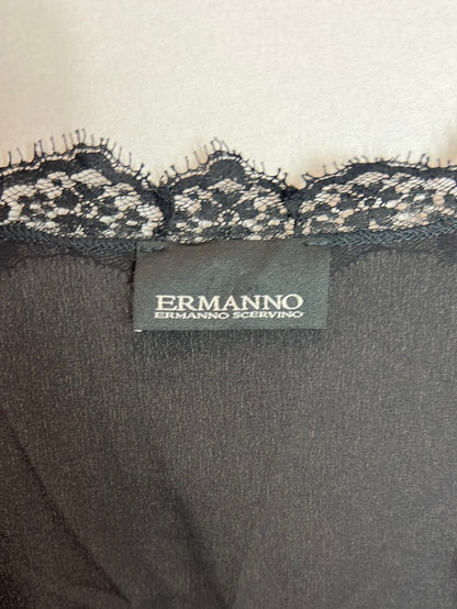 ERMANNO SCERVINO. Vestido negro seda y encaje. T 42