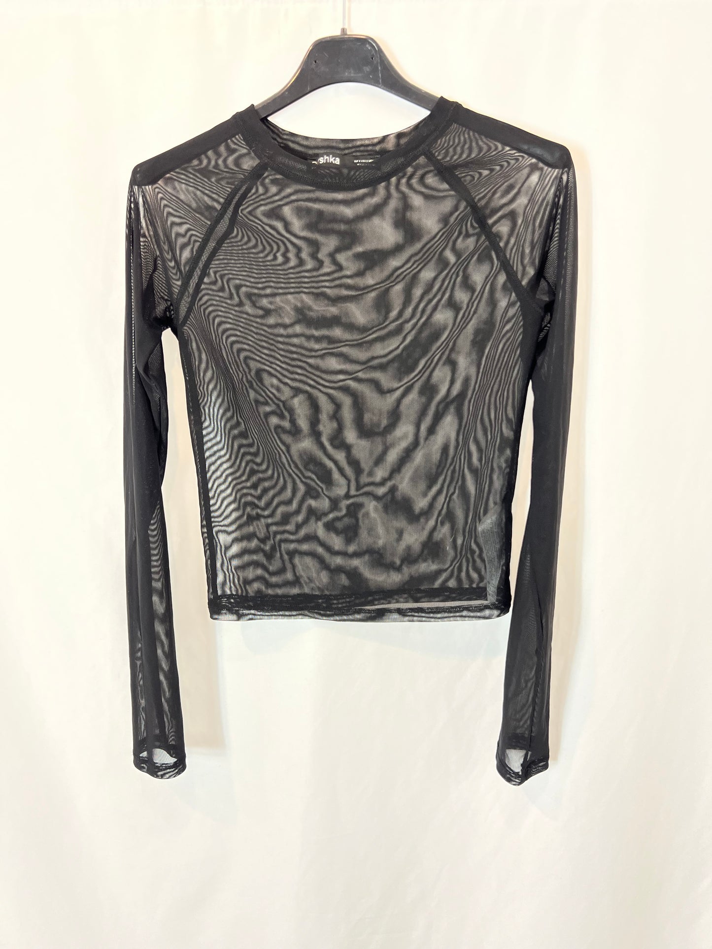 BERSHKA. Black mesh Ts top