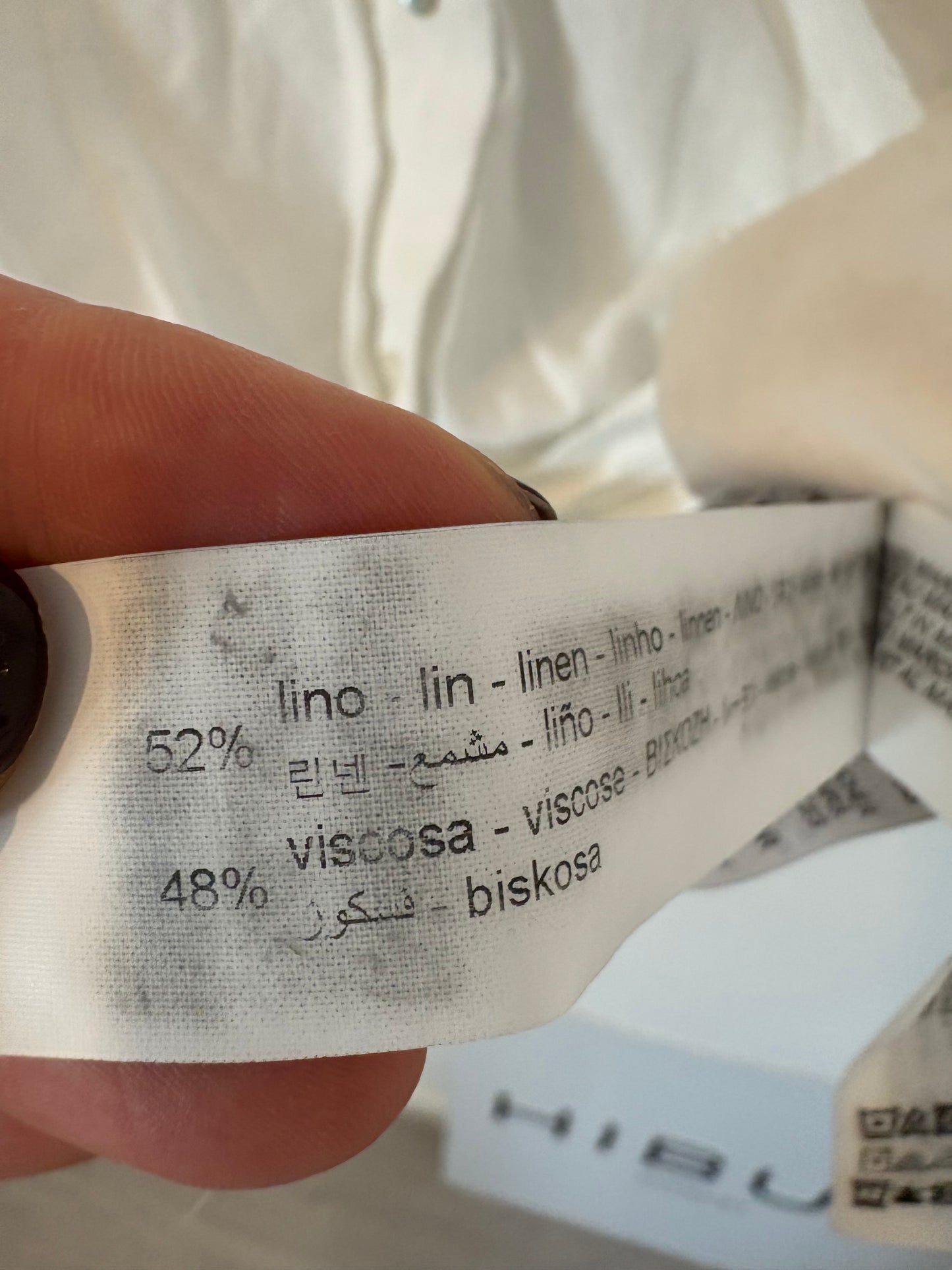 ZARA. Blusa blanca con lino. T XS