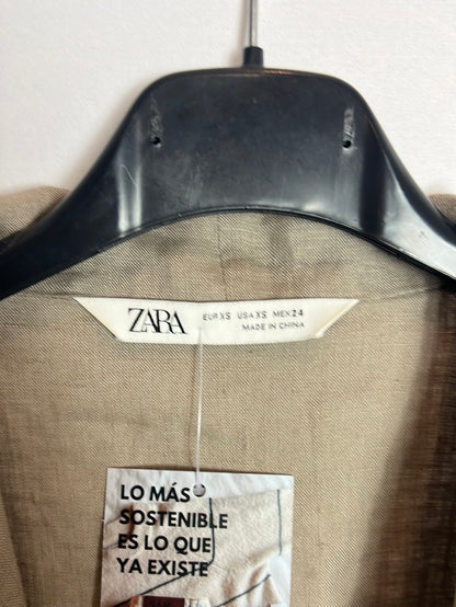 ZARA.Blusa/sobrecamisa beige T.xs