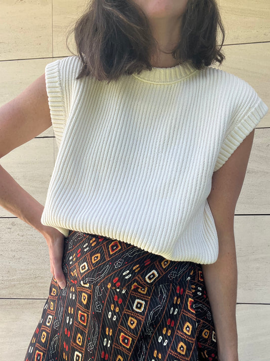 MASSIMO DUTTI. Top punto beige claro. T M