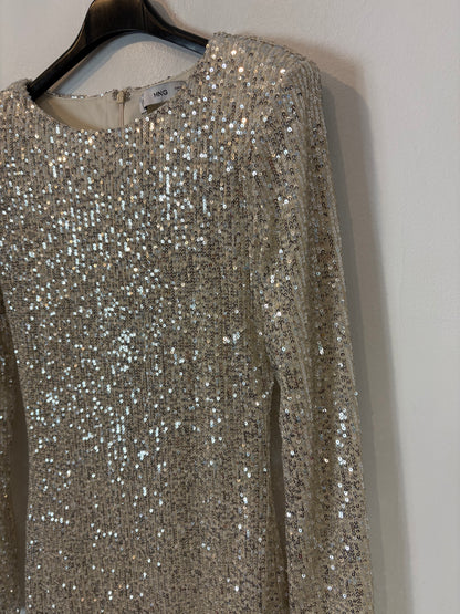 ZARA. Vestido corto lentejuelas doradas