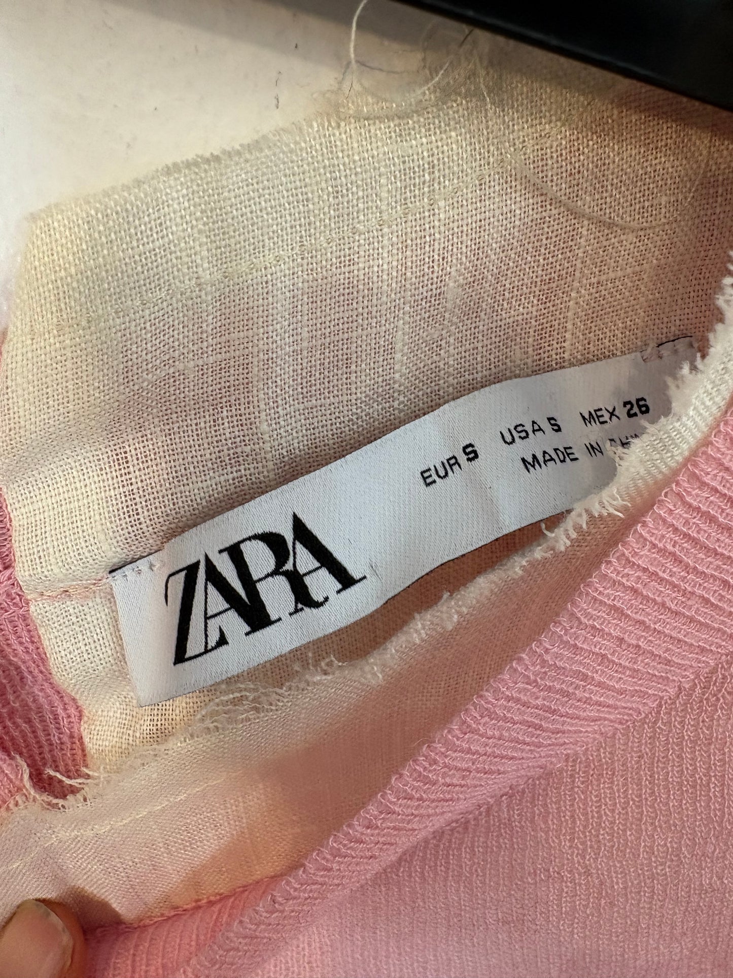 ZARA. Top doble textura rosa lino. T S