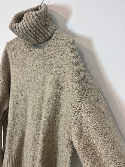 ECOALF. Jersey beige jaspeado cuello vuelto. T M