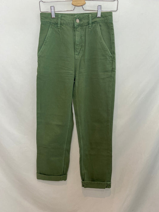 MANGO. Pantalón vaquero verde recto T.32