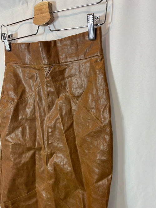 ISABEL MARANT. Falda midi marrón textura. T 36
