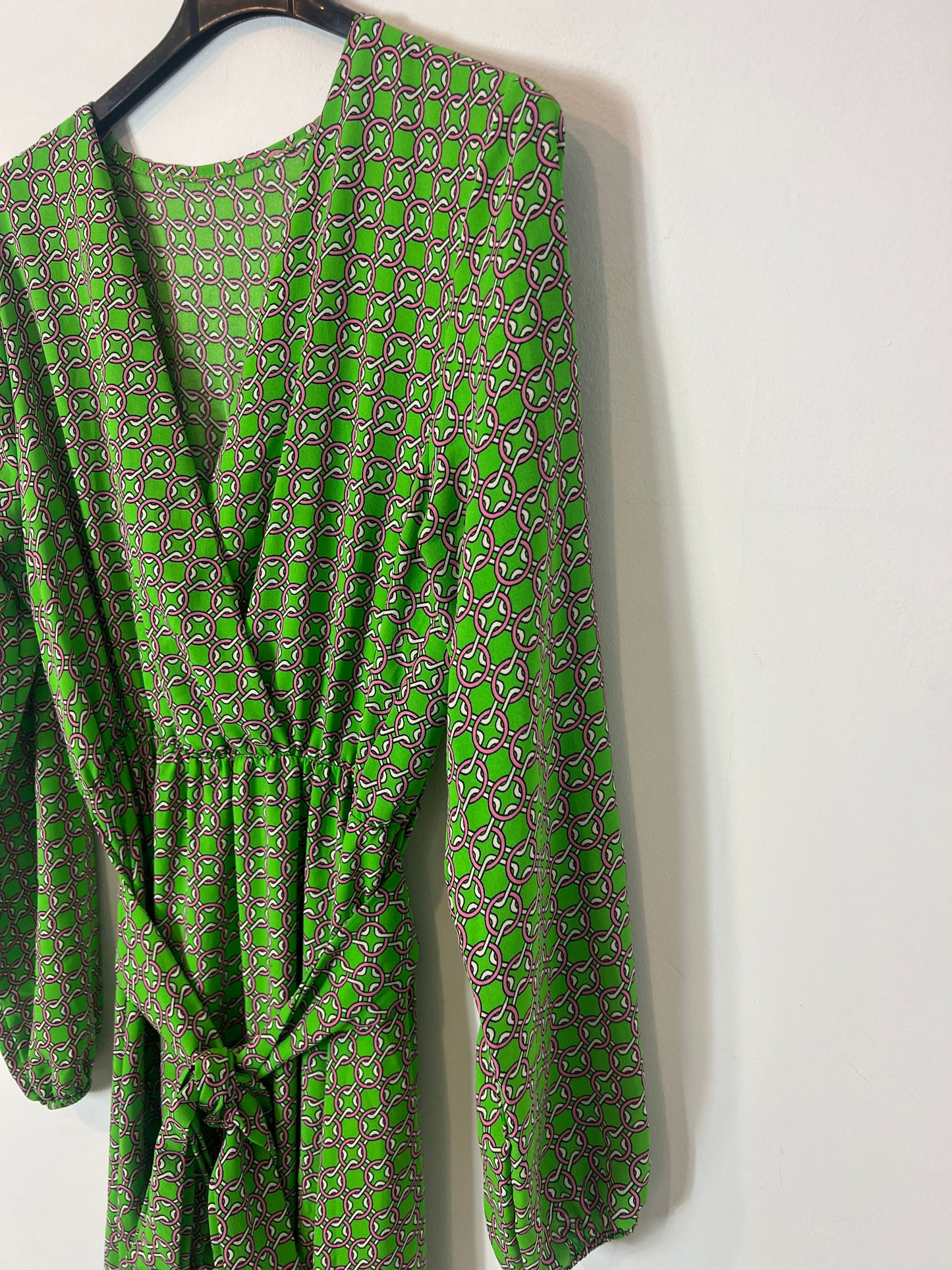 OTHERS. Long green printed dress. TS/M