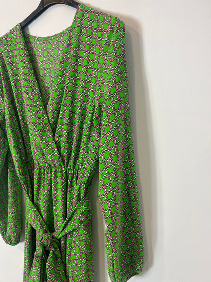 OTHERS. Long green printed dress. TS/M