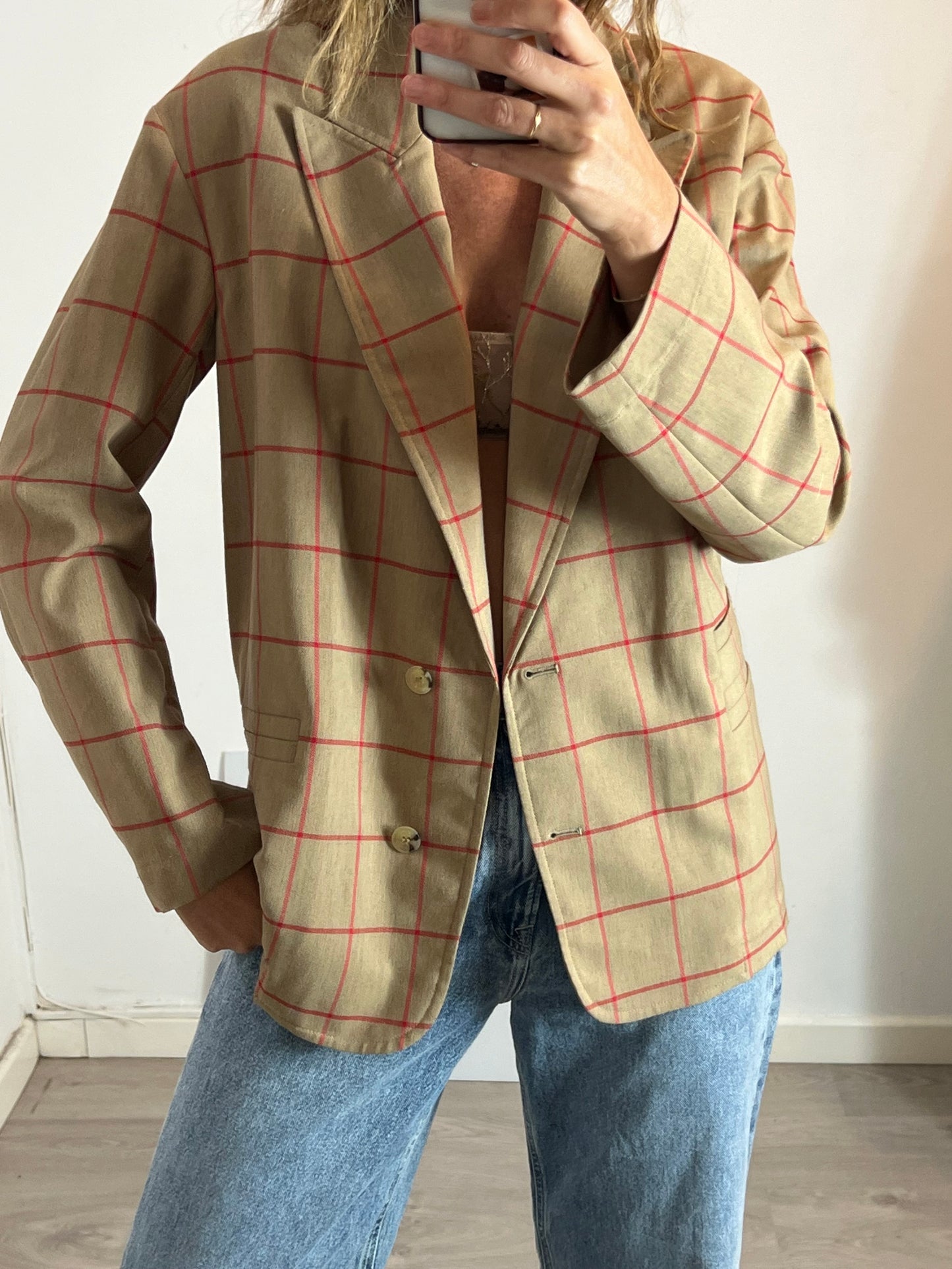 BIMBA Y LOLA. Blazer camel cuadros T.38