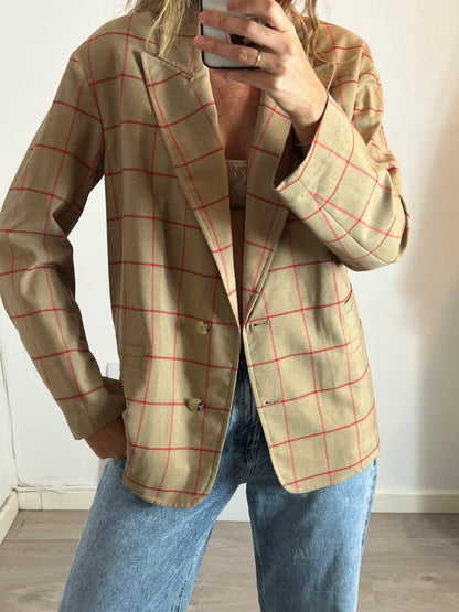 BIMBA Y LOLA. Blazer camel cuadros T.38