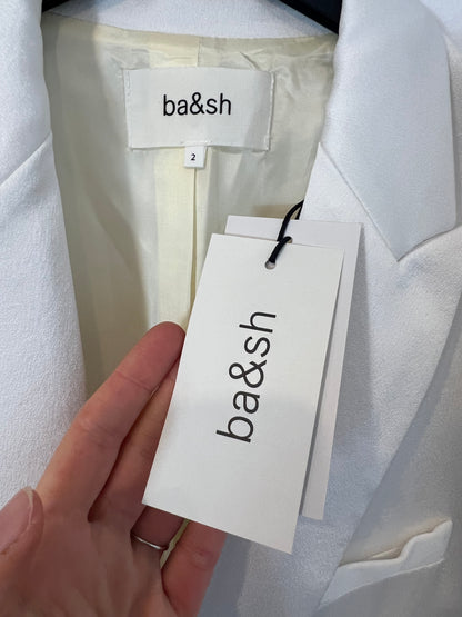 BA&amp;SH. White satin blazer T.2(m)