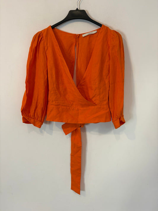 UTERQÜE. Top lino naranjas detalle espalda