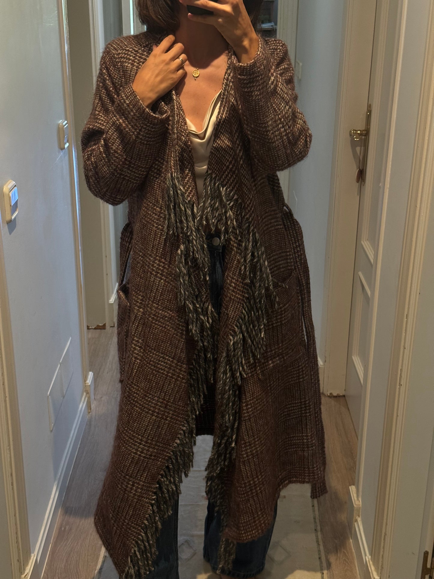 LlOYDS. Abrigo cuadros burdeos