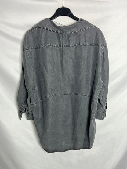 ZARA. Blusa gris fluida gris. T S