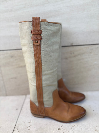 MASSIMO DUTTI. Botas altas doble textura. T 38