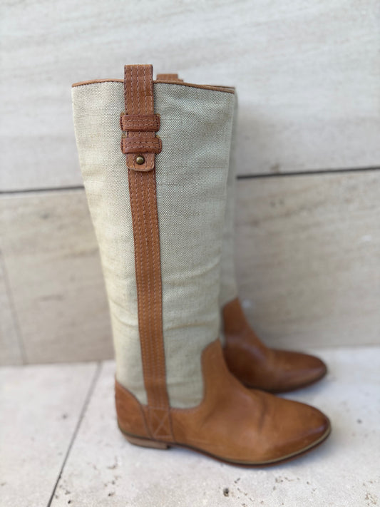 MASSIMO DUTTI. Botas altas doble textura. T 38