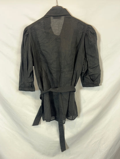 SANDRO. Black blouse with puffed sleeves TM