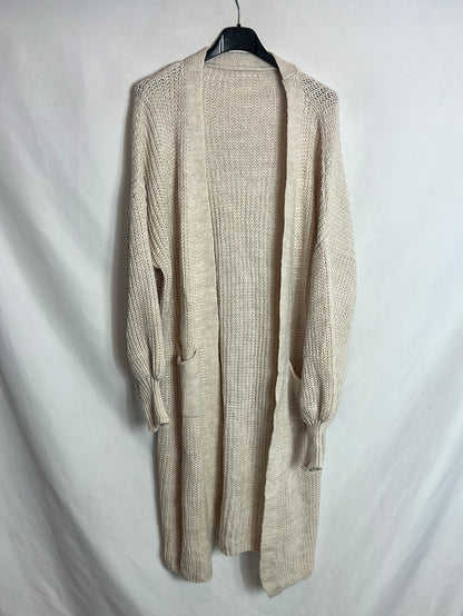 OTHERS. Long beige cardigan with pockets. TM