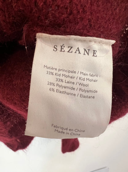 SEZANE. Burgundy sweater with Ts buttons