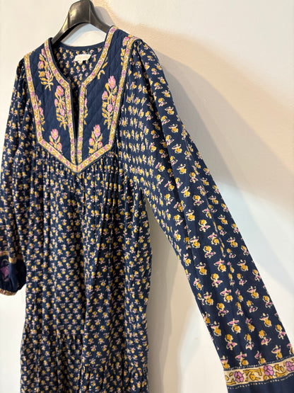 LOUISE MISHA. Vestido largo azul estampado