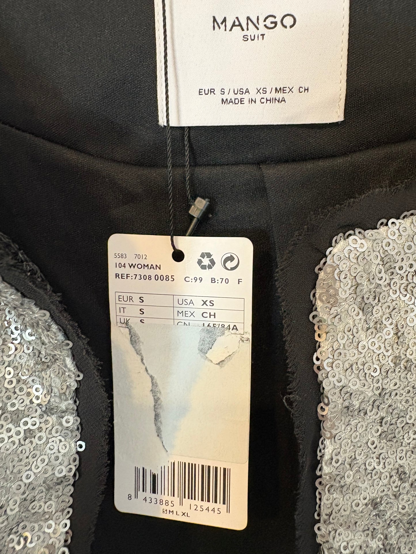 MANGO. Chaqueta lentejuelas mini