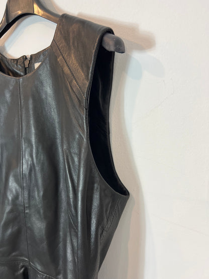 H&M. Top negro piel . T 38