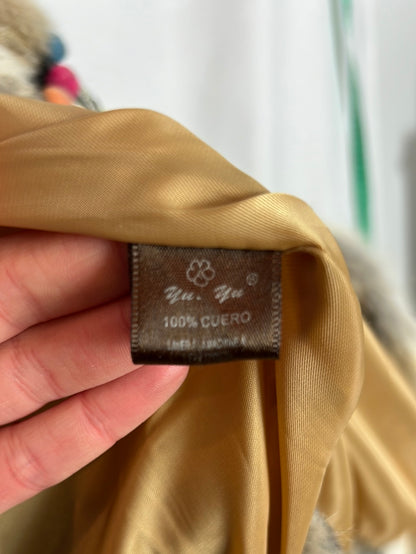 YU.YU. Natural fur coat with beaded back. TM/L