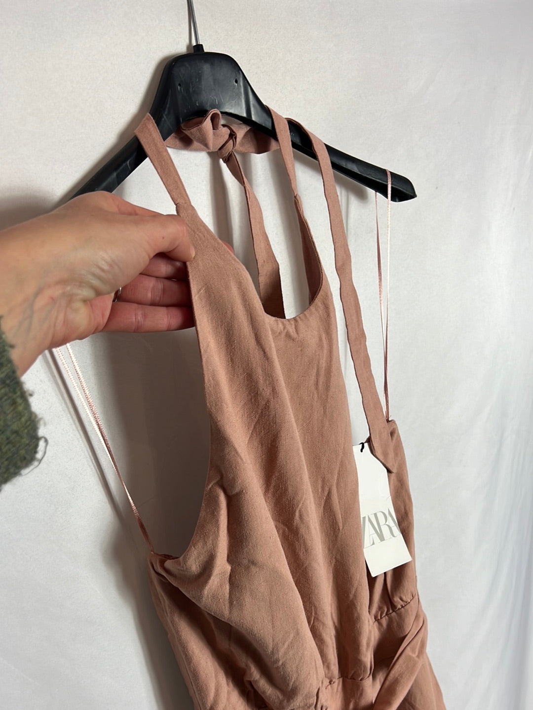 ZARA. Mono rosa lino  T.m