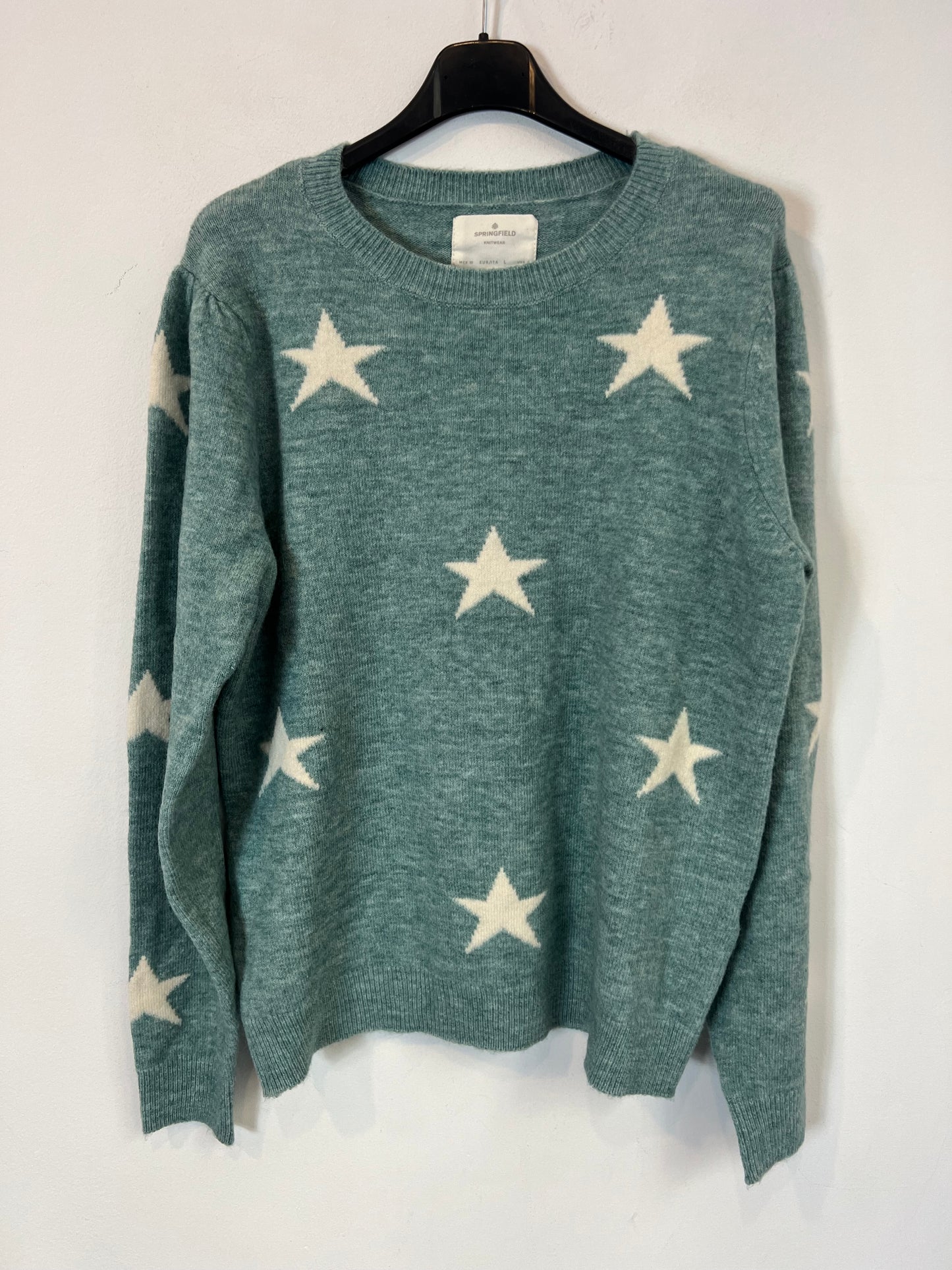 SPRINGFIELD. Light blue star sweater. TL
