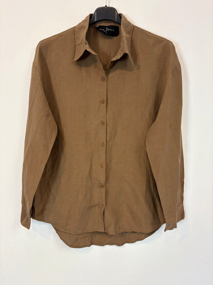 CORTANA. Camisa marrón lino y seda. T 38
