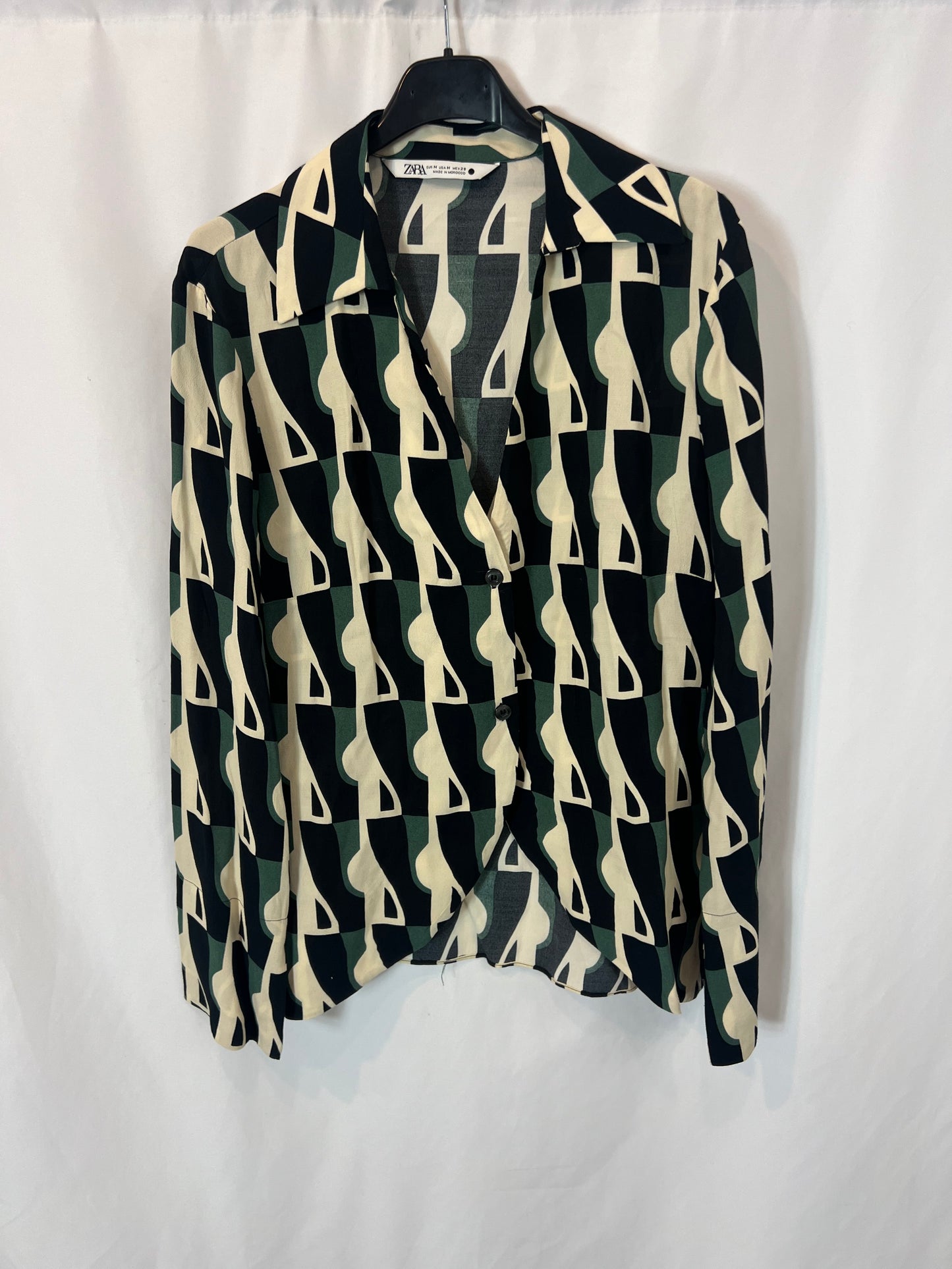 ZARA. Tm printed fluid blouse