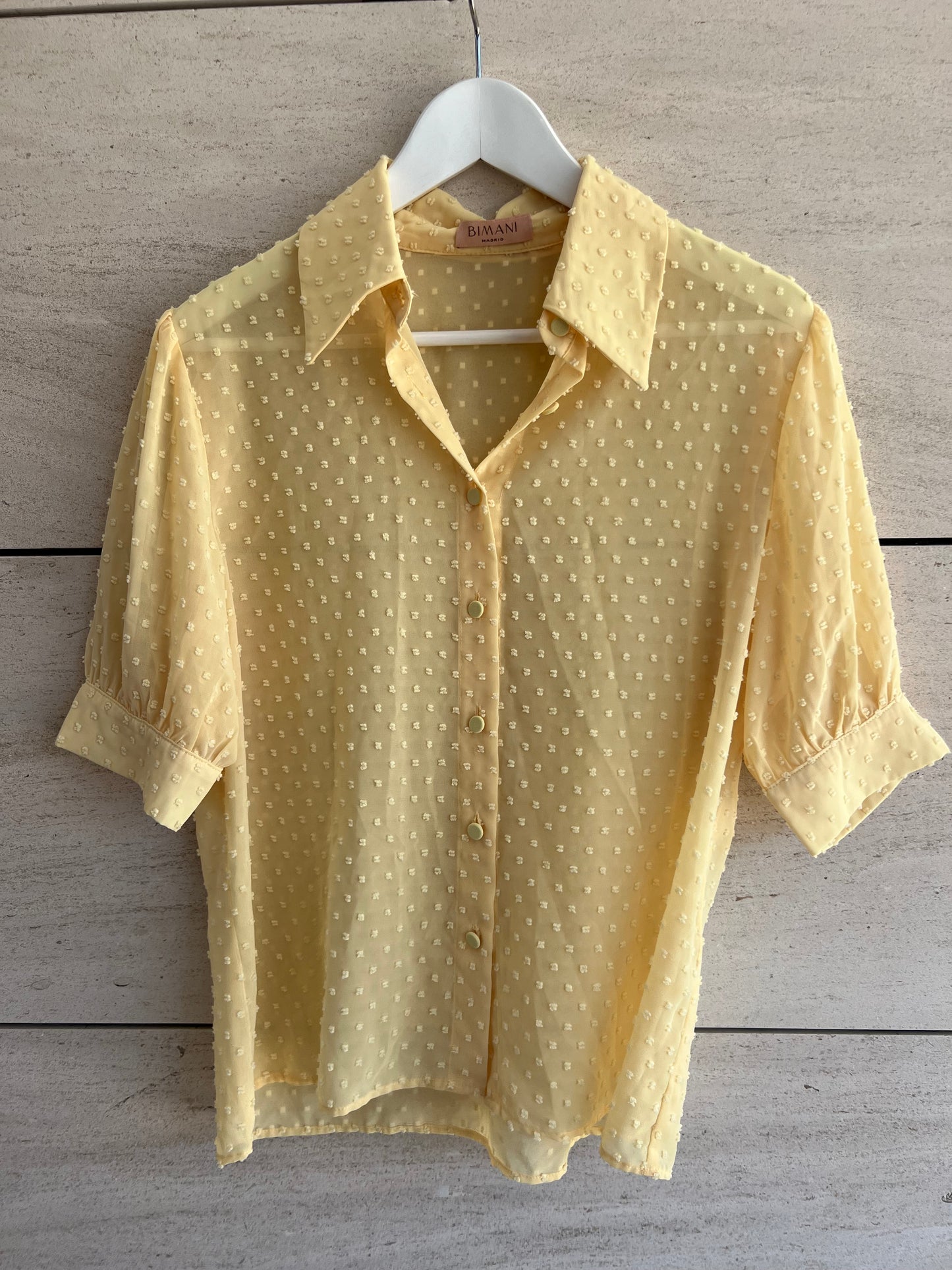 BIMANI. Blusa amarilla plumeti T.L